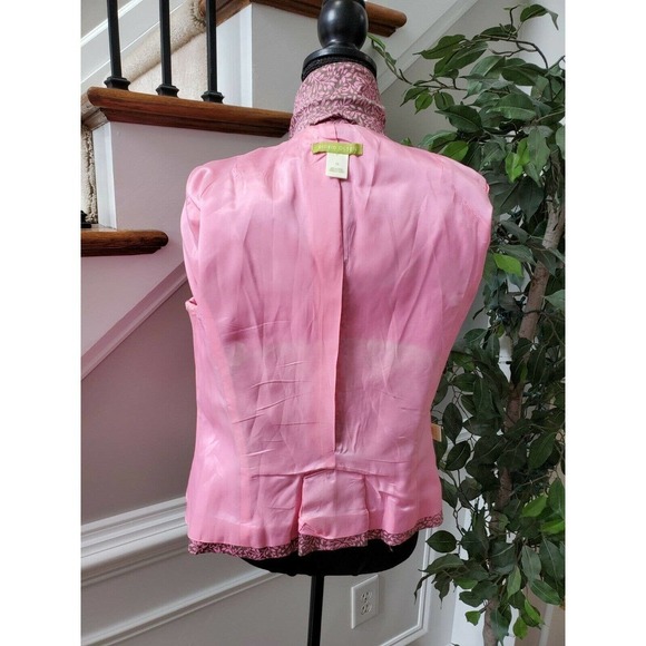 Sigrid Olsen Women Pink Floral Cotton Half Sleeve 3 Buttons Fitted Blazer - Picture 8 of 12